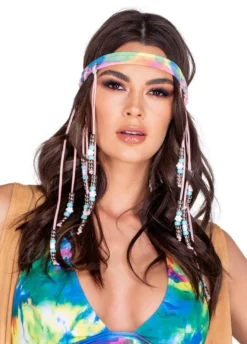 Roma Costume Accessories Tie Dye Beaded Headband